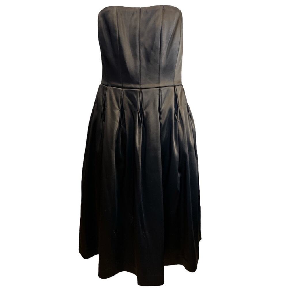 Calvin Klein Sleek Minimalist Strapless Dress Size 6 Black Cocktail Preppy FLAWS